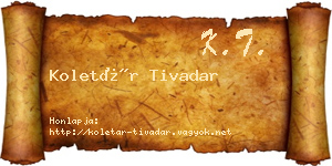 Koletár Tivadar névjegykártya